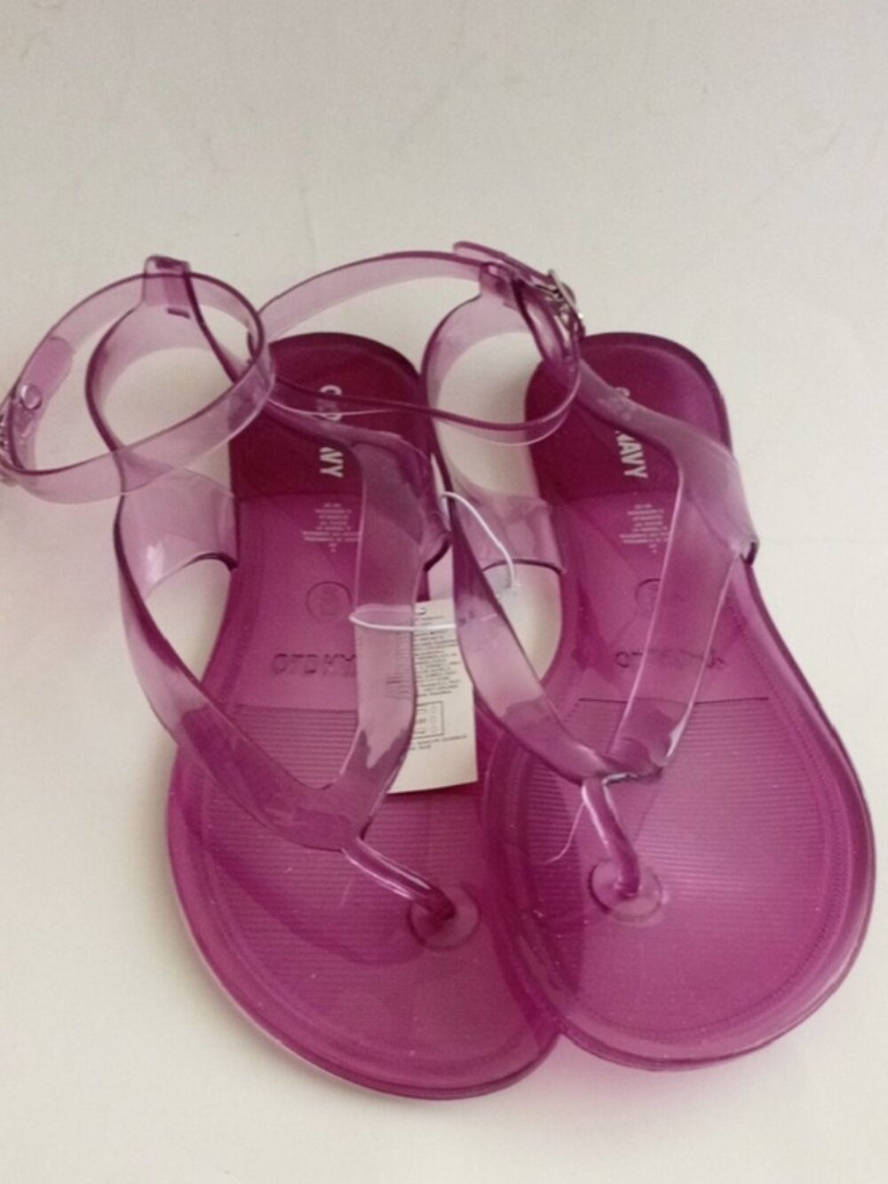 Old Navy Pink Jelly T-Strap Sandals Ankle Buckle Women's Size US 9 New With Tag